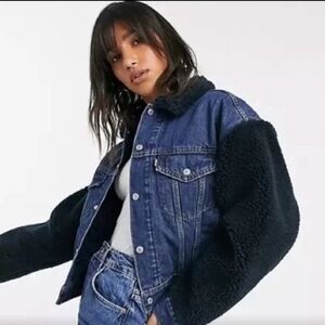 Levi’s Cocoon Bomber Sherpa Trucker Jean Jacket L